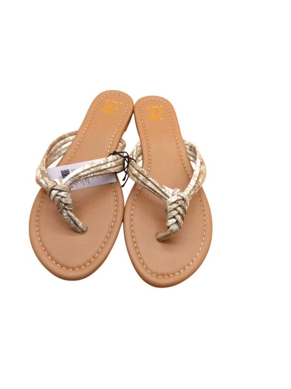 New York & Co Multi-Strand Snake-Embossed Faux-leather Flip Flop Sandals, Sz. 7